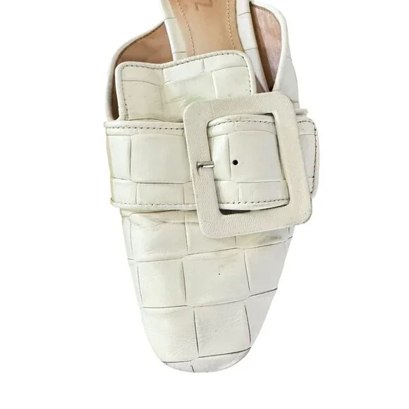 Schutz Women's Savana Braided White Leather Closed Toe Clogs/ Mule  Size 7B - Picture 6 of 12